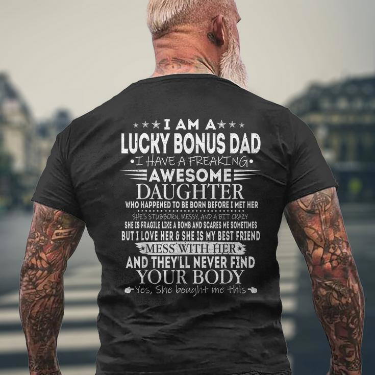 Lucky Bonus Dad I Have A Freaking Awesome Daughter Shirt, Father's Day Men's T Shirt, Back Print Tee, Step Father Gift, Unisex Short Sleeve Tee, Casual Clothing